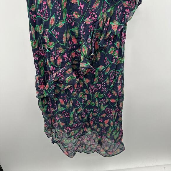 RTR Saloni Vida Ruffled Silk Georgette Asymmetric Hem Floral Midi Dress Sz 6 - Picture 5 of 13